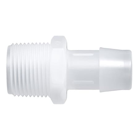 Cole Parmer Threaded to Hose Barb Fitting, Straight Adap, Polypropylene, Cleanrom, 3/4in NPTMx3/4in ID; 10PK A12-12PP-QC
